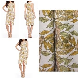 Beckham Leaf Jacquard Cutout Sheath Dress